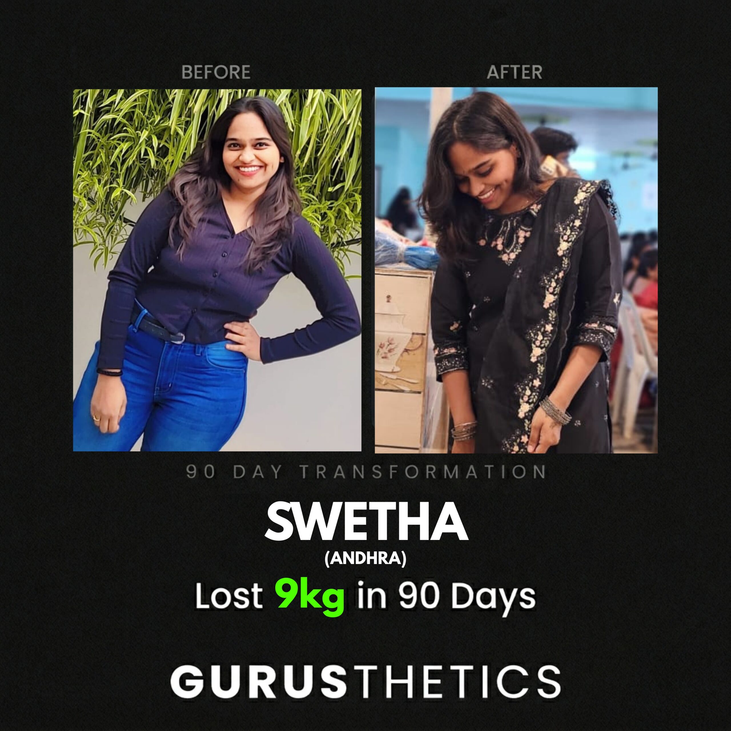 Weight loss transformation female client 90 day program