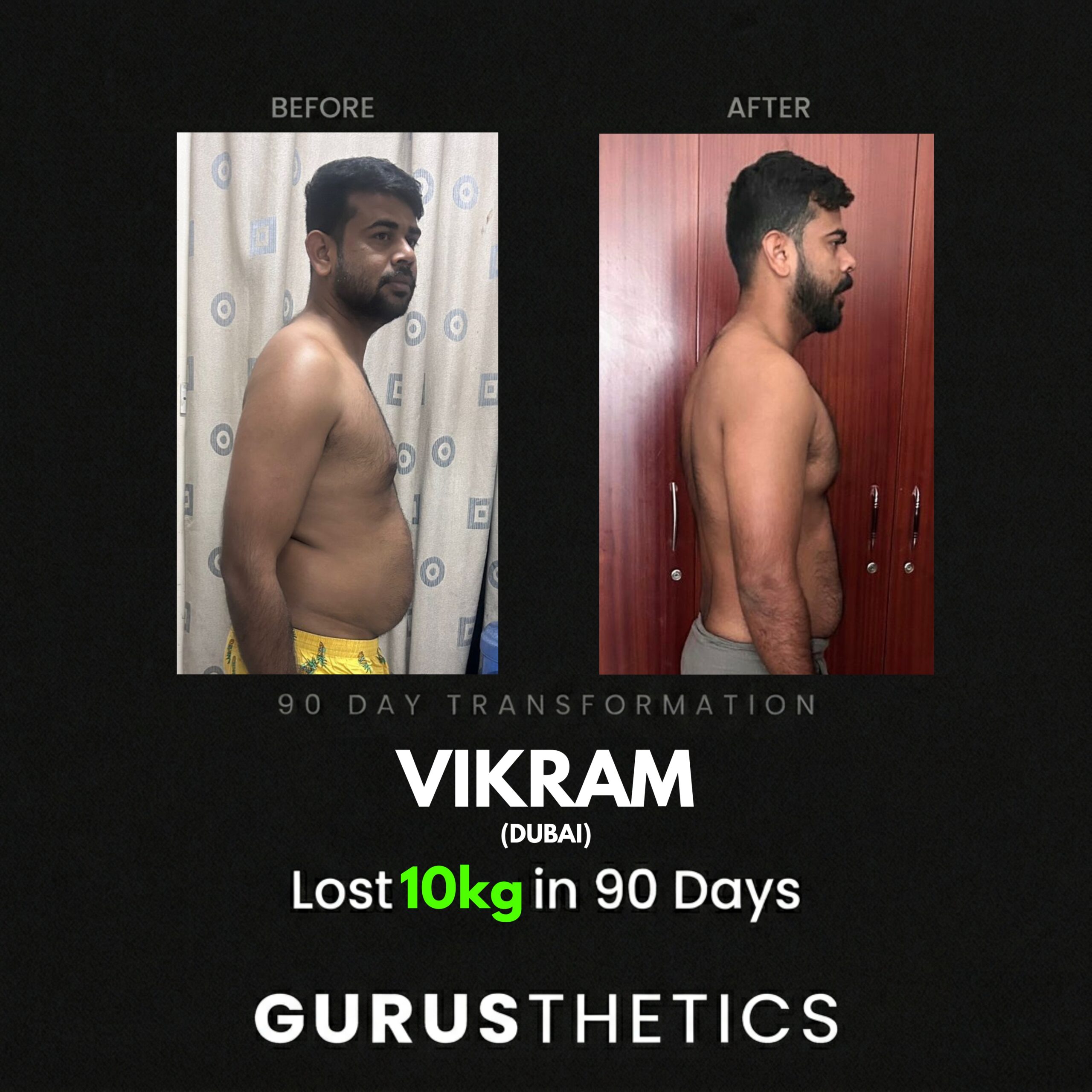 Weight loss transformation male client 90 day program