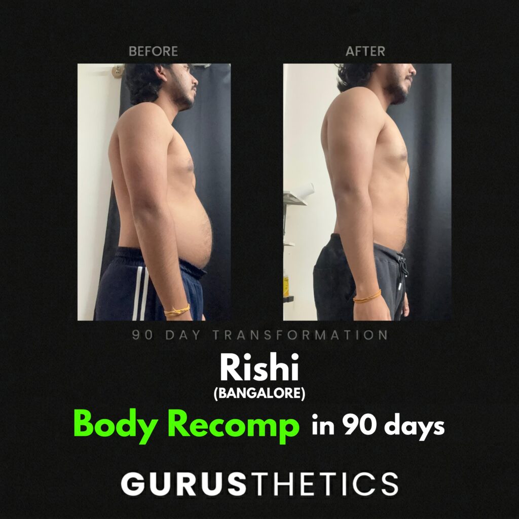 Gurusthetics 90 days body recomposition client rishi